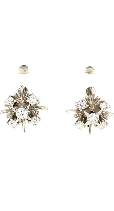 Vintage 18K White Gold Fancy Stud Earrings